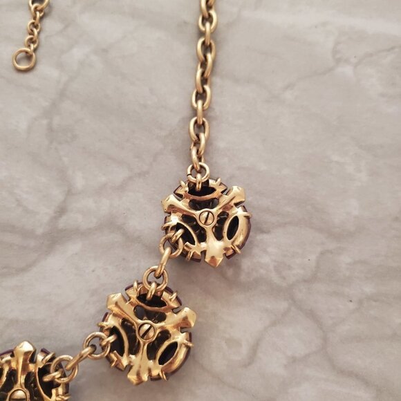 💜 J.Crew Retro Purple Rhinestone Crystal Cluster Burst Statement Necklace 💜 - Picture 11 of 13